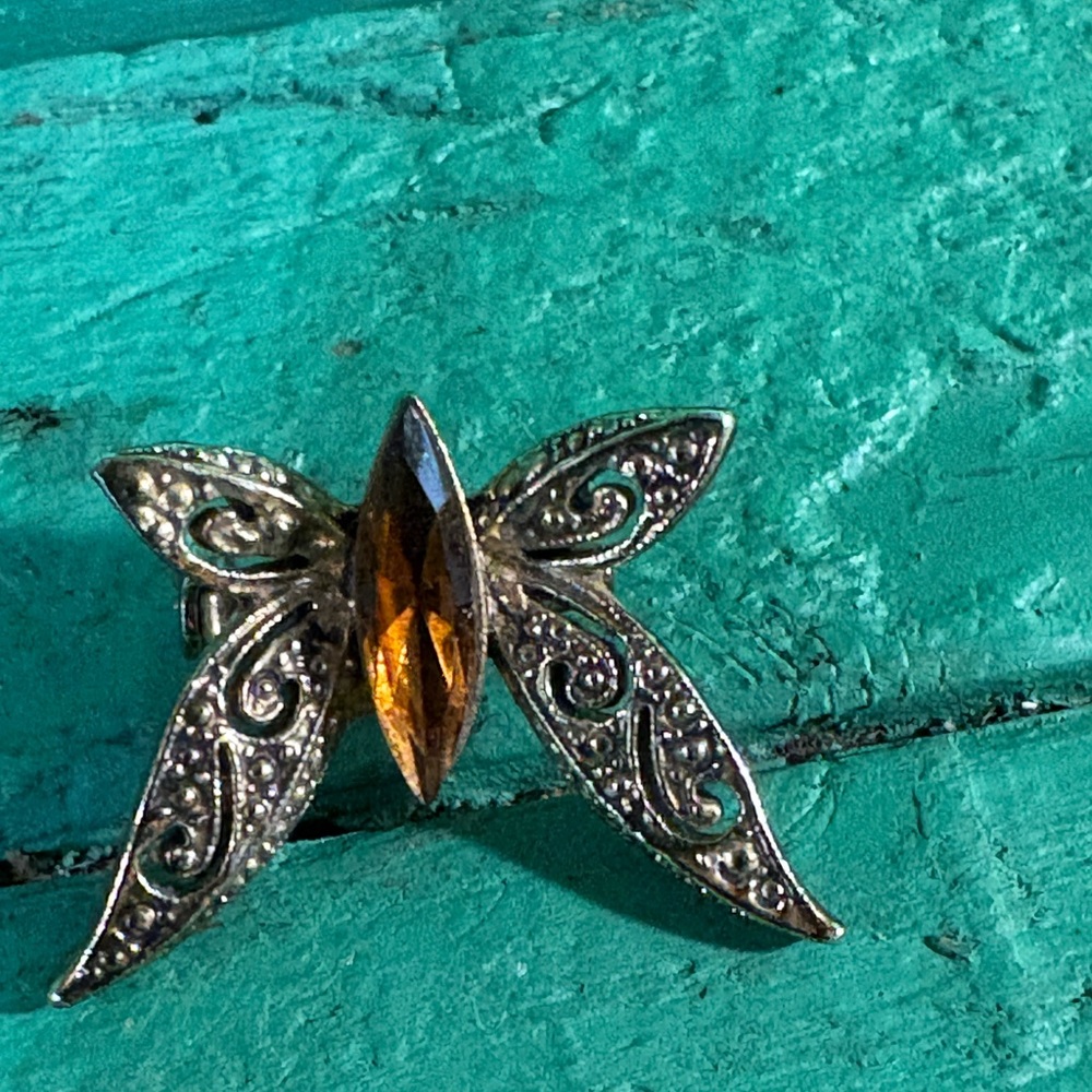 Vintage Topaz Butterfly Brooch - Picture 2 of 4